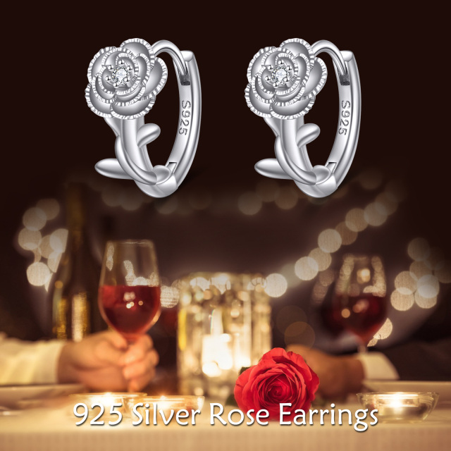 Brincos de rosas de prata esterlina 925 joias femininas de rosas-4