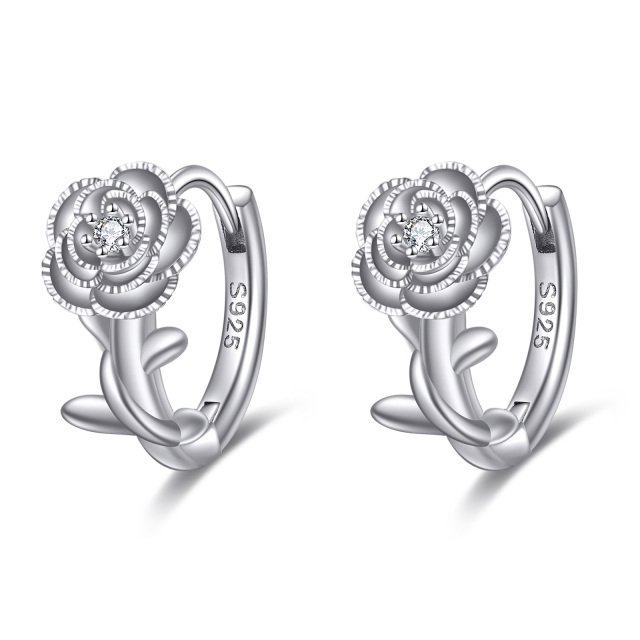 Rose Earrings 925 Sterling Silver Rose Jewelry for Women-0