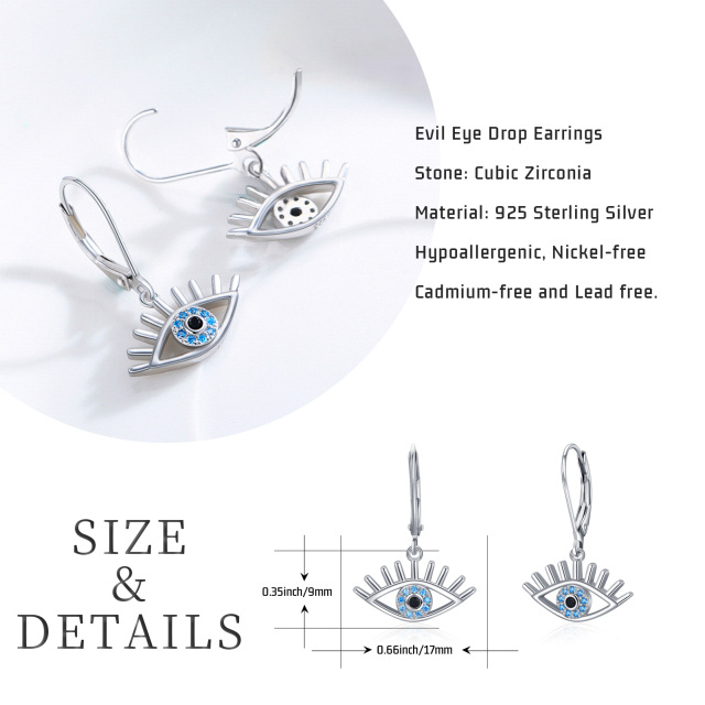 Sterling Silver Cubic Zirconia Eye Of Horus Drop Earrings-6