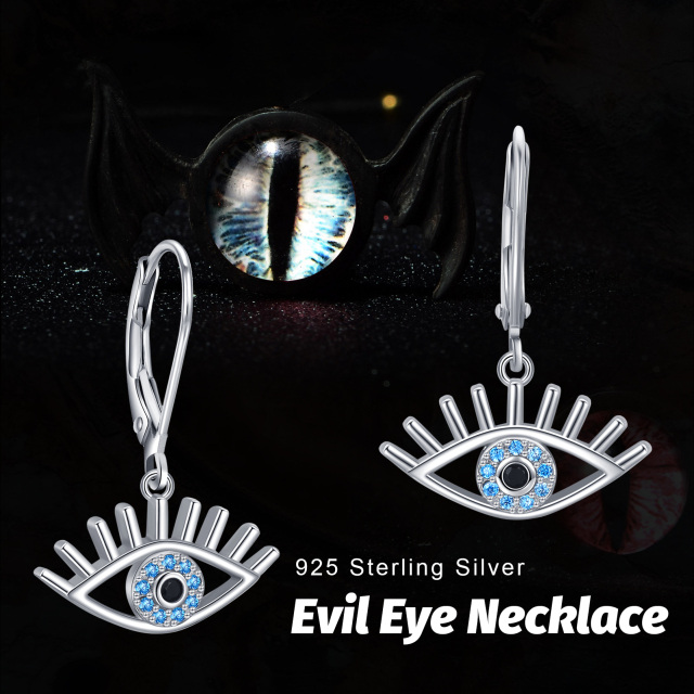 Sterling Silver Cubic Zirconia Eye Of Horus Drop Earrings-7