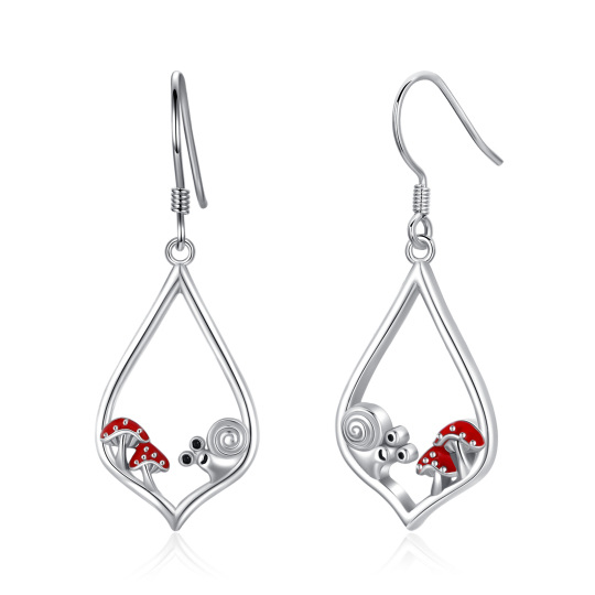 Sterling Silver Snail & Mushroom & Drop Shape Drop Earrings