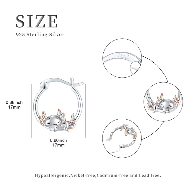 Sterling Silver Two-tone Axolotl Hoop Earrings-5