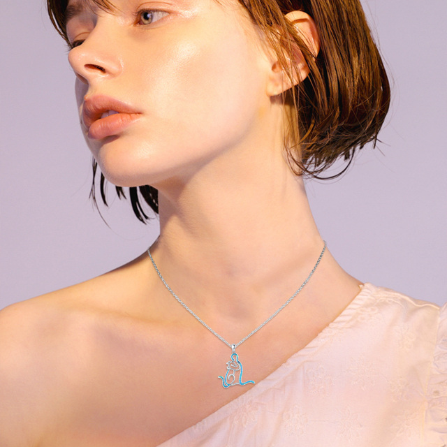 Sterling Silver Opal Dog Pendant Necklace-1