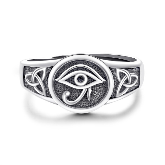 Otwarty pierścionek Eye Of Horus ze srebra