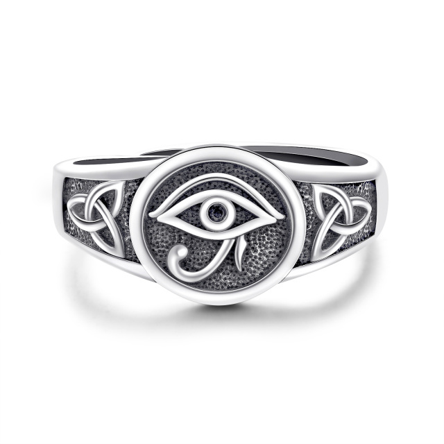 Sterling Silver Eye Of Horus Open Ring-0