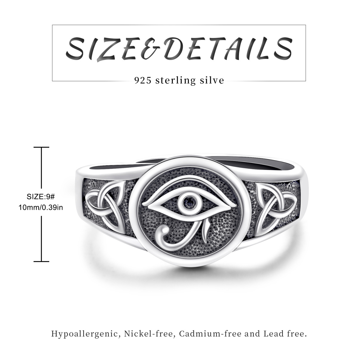 Sterling Silber Auge des Horus offener Ring-7