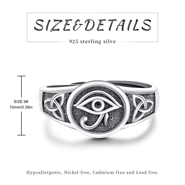 Sterling Silver Eye Of Horus Open Ring-6