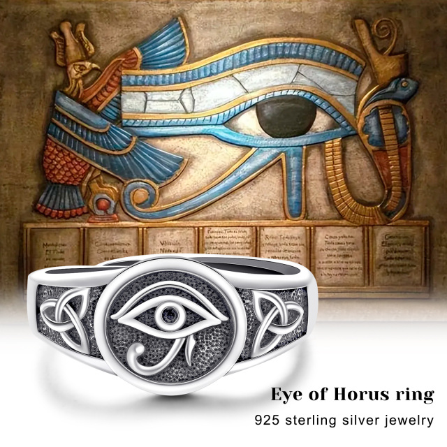 Anillo abierto de plata de ley Ojo de Horus-4