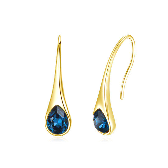 Boucles d'oreilles pendantes en forme de goutte de cristal en or 14 carats