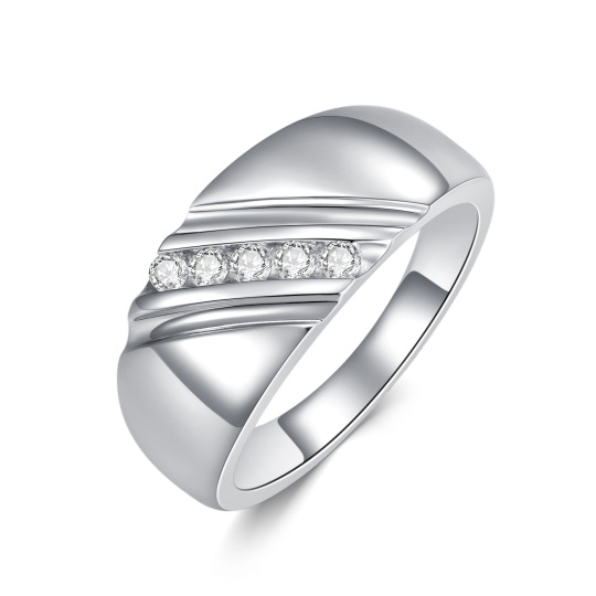 Srebrny pierścionek zaręczynowy Moissanite o okrągłym kształcie dla mężczyzn