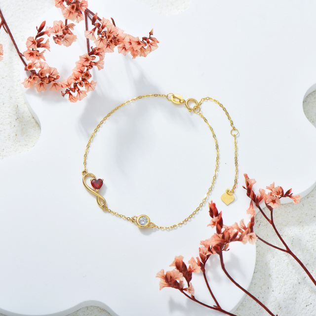 Bracelet infini en or 14 carats avec Bracelet en Zircon en forme de cœur, cadeaux pour femmes-2