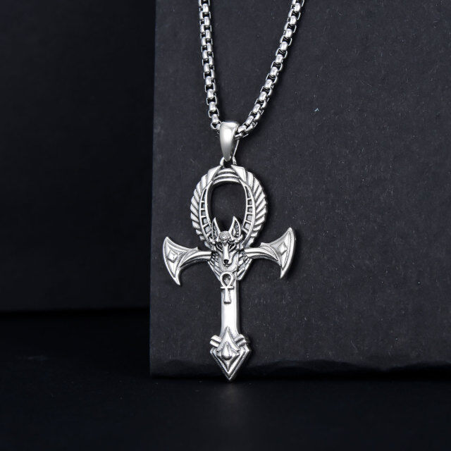 Sterling Silver Allah & Cross Pendant Necklace-3
