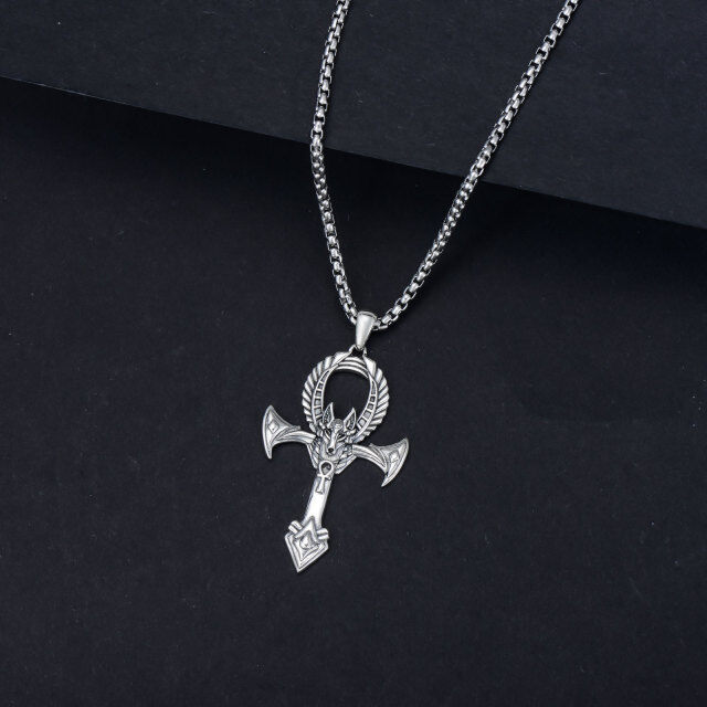 Sterling Silver Allah & Cross Pendant Necklace-4