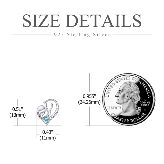 Sterling Silver Heart Shaped Zircon Horse Stud Earrings-5