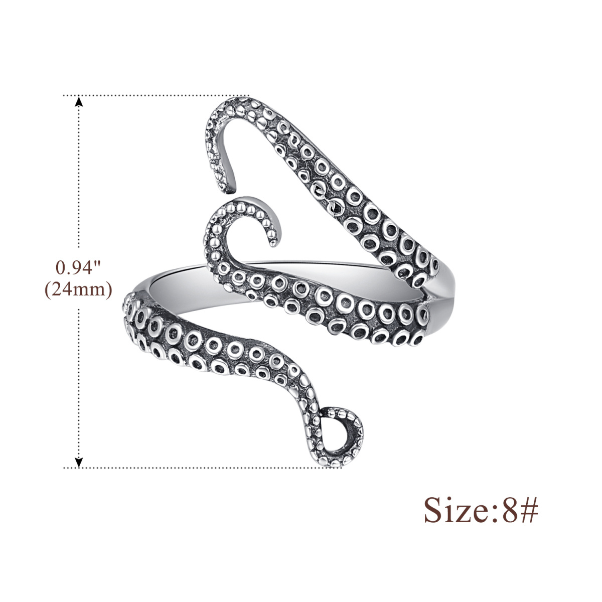 Offener Ring aus Sterlingsilber mit Oktopus-6