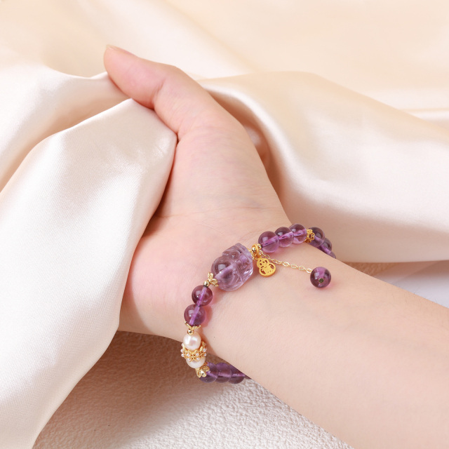 Amethyst Pearl Gilt Crown Bracelet with Brave Troops Gifts for Women Summer Jewelry-2