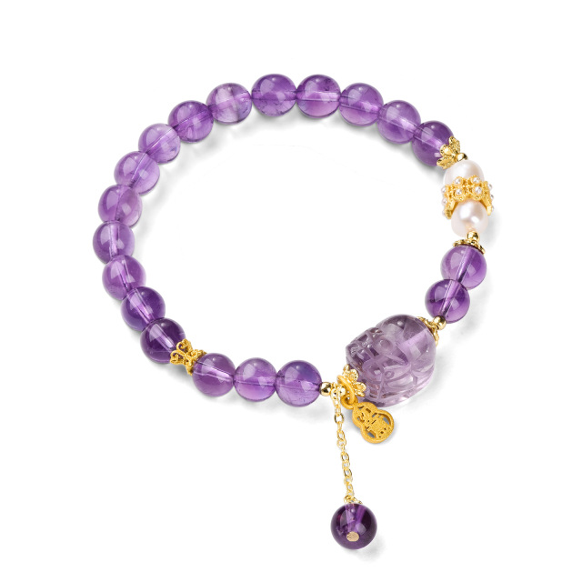 Amethyst Pearl Gilt Crown Bracelet with Brave Troops Gifts for Women Summer Jewelry-0