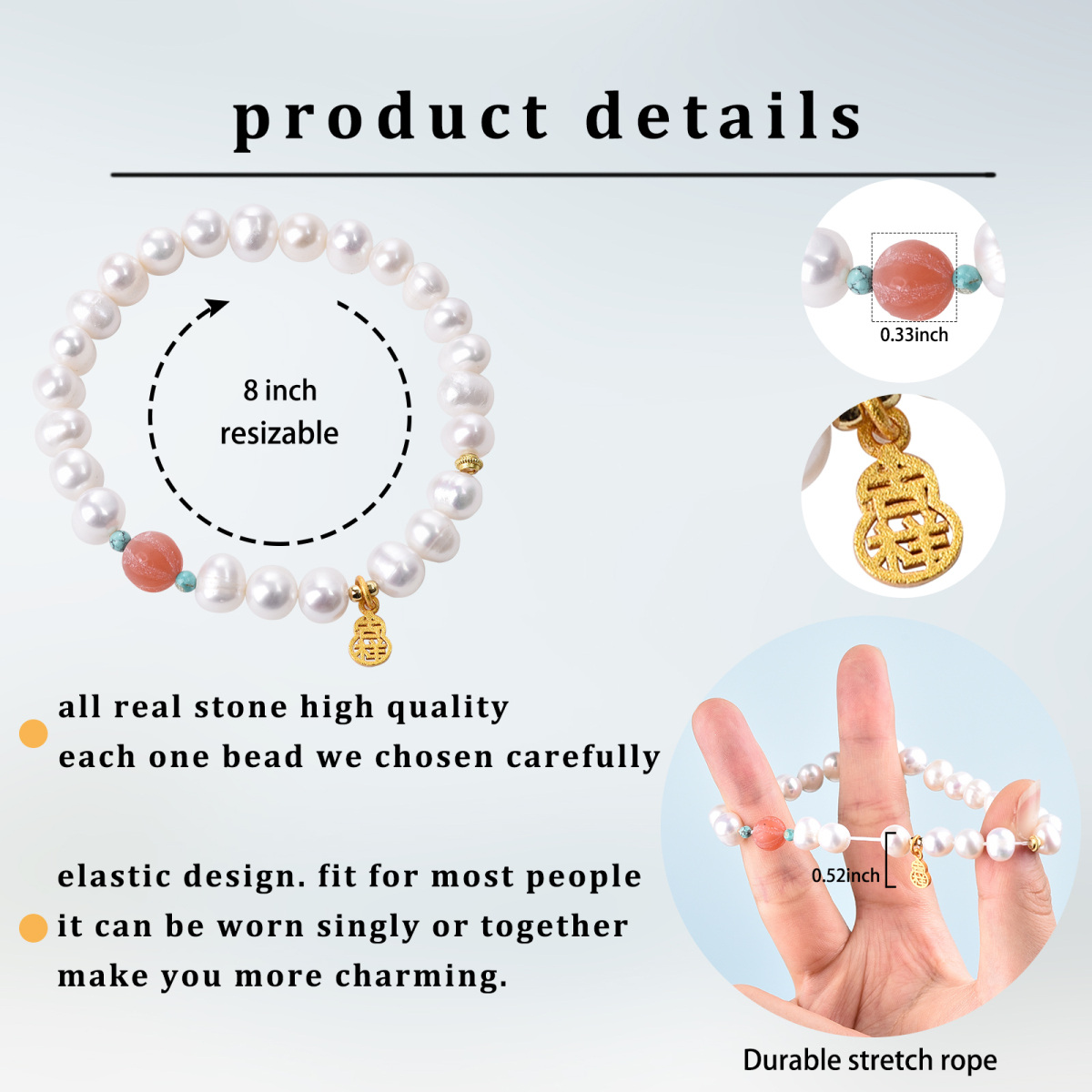 Bracelet à pendentif en perles de forme circulaire-6
