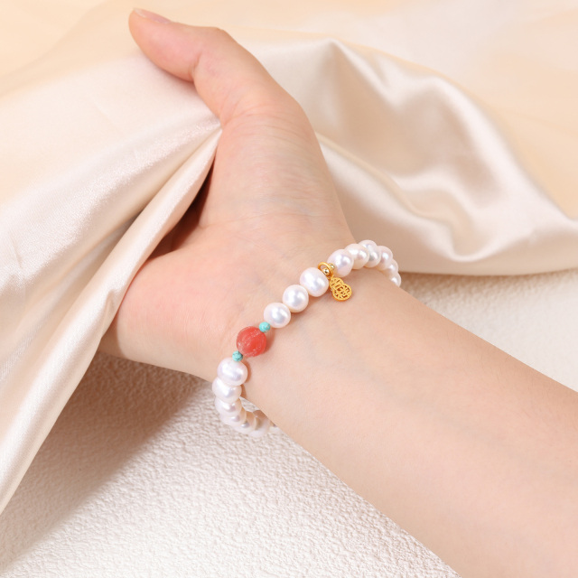 Pearl South Rote Kürbis-Perlen-Einzelarmband, Geschenke für Frauen, Sommerschmuck-1