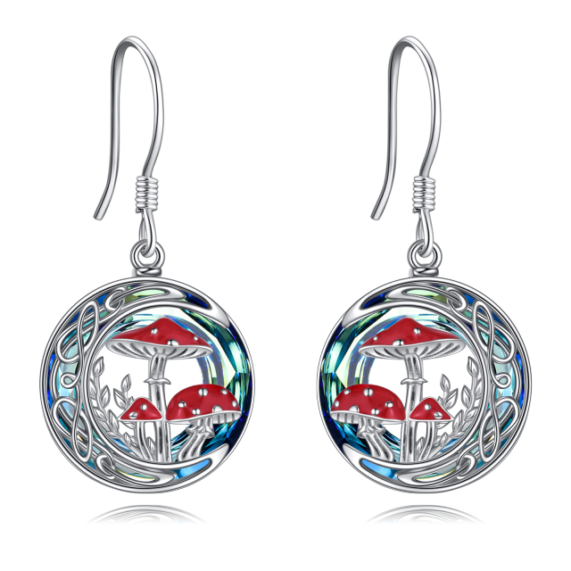 Boucles d'oreilles pendantes en cristal de champignon pour femmes cadeaux en argent sterling 925 bijoux animaux mignons pour femmes soeur-0