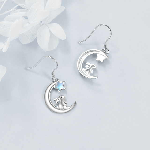 Rabbit Earring Sterling Silver Moon Bunny Dangle Drop Earring Jewelry Easter Day Gifts for Women Mom Wife-3