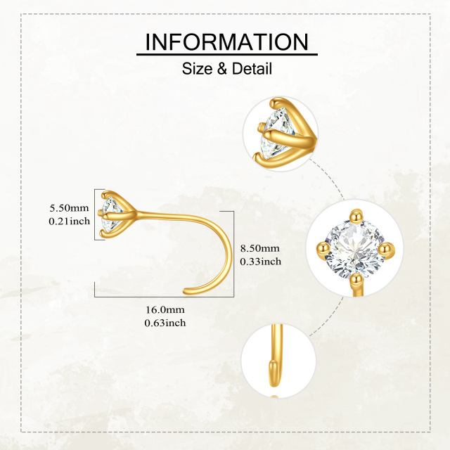 Boucles d'oreilles en or 14K avec Moissanite de forme circulaire-5