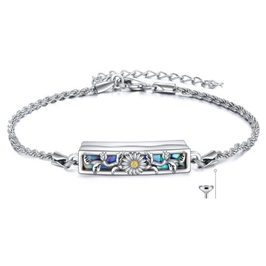 Bracciale in argento sterling con urna a forma di girasole per le ceneri