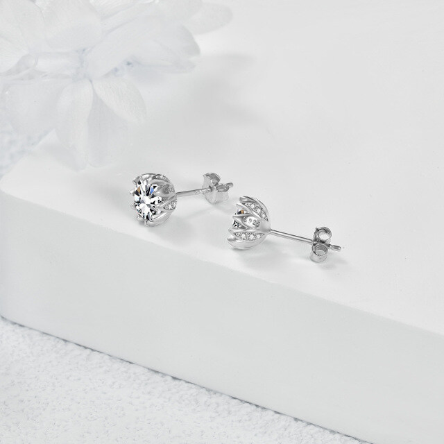 Boucles d'oreilles Lotus en argent Sterling 1 CT Moissanite-4