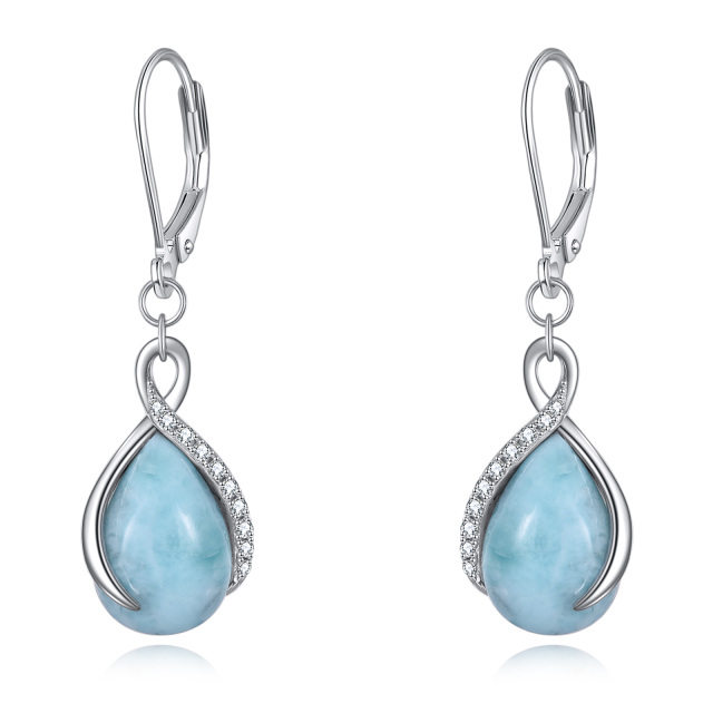 Sterling Silver Lalimar Stone Drop Shape Lever-back Earrings-2