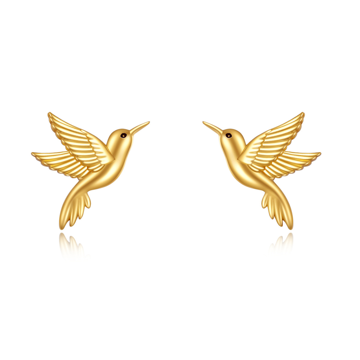 14K Gold Hummingbird Stud Earrings-1