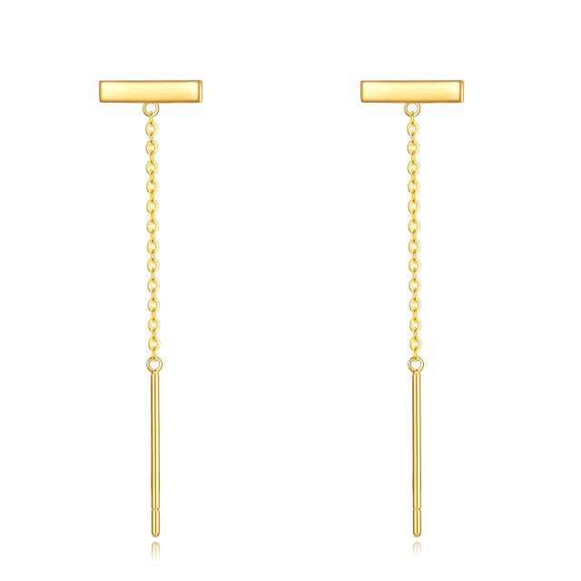 14K Gold Bar Drop Earrings-1