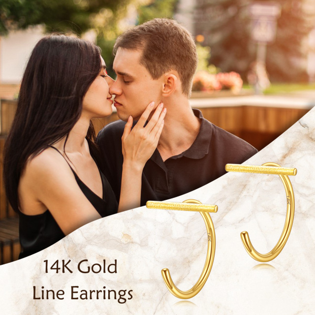 14K Gold Bar Half Huggie Hoop Earrings as Anniversary Graduation Ceremony Gifts for Women-3