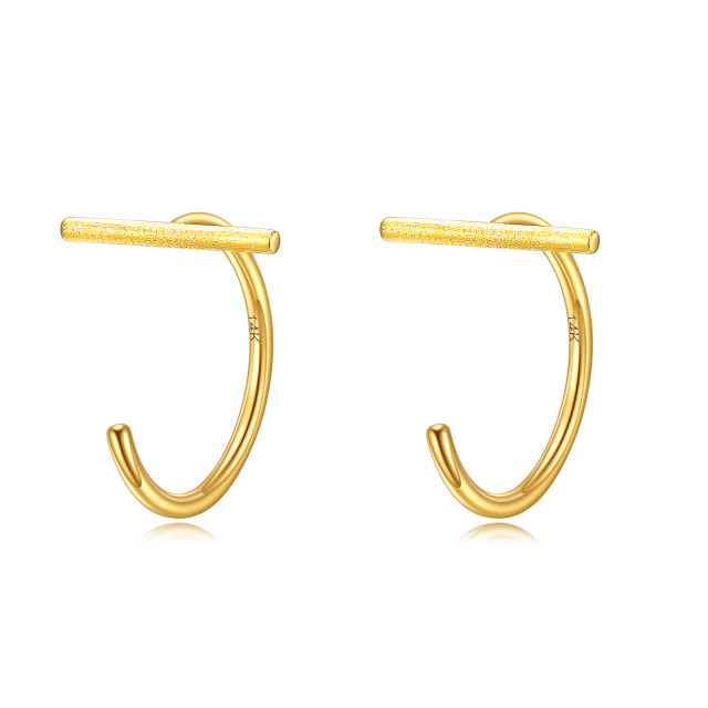 14K Gold Bar Half Huggie Hoop Earrings as Anniversary Graduation Ceremony Gifts for Women-0