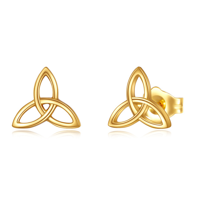 14K Gold Celtic Knot Stud Earrings-1