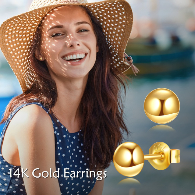 18K Gold Round Stud Earrings-2