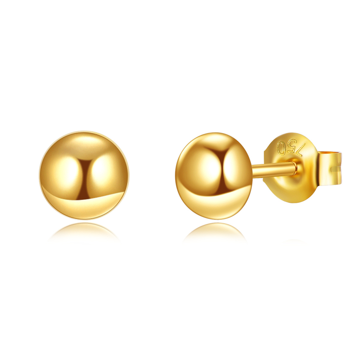 18K Gold Round Stud Earrings-1