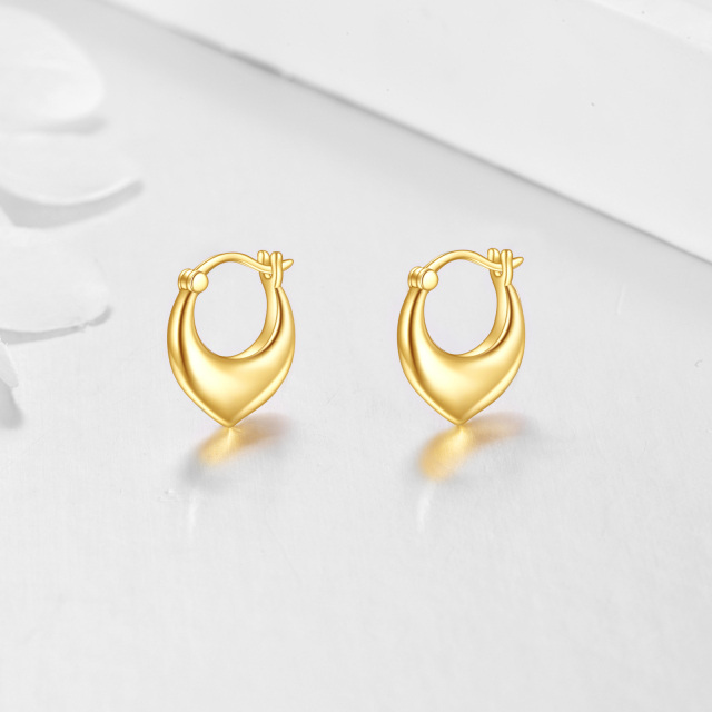 10K Gold Heart Hoop Earrings-2