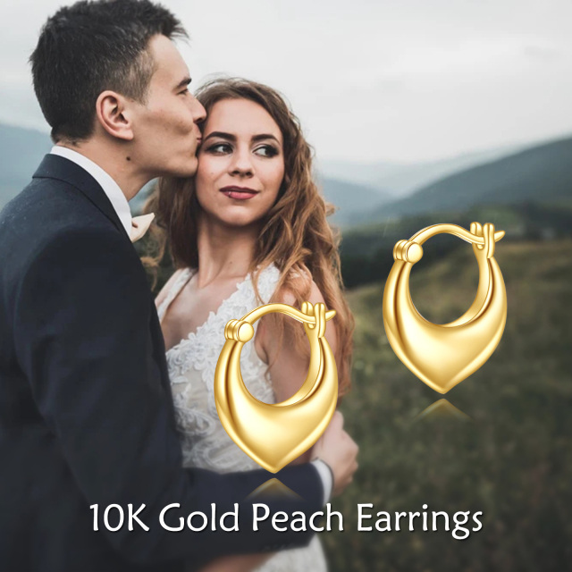 10K Gold Heart Hoop Earrings-3