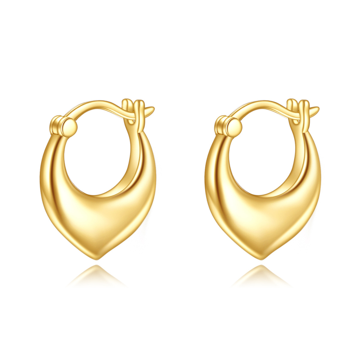 10K Gold Heart Hoop Earrings-1