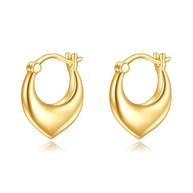 10K Gold Heart Hoop Earrings-0
