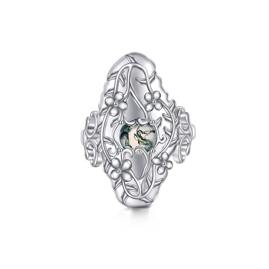 Sterling Silver Moss Agate Ivy Ring