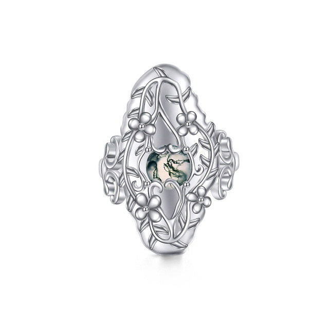 Sterling Silver Moss Agate Ivy Ring-0
