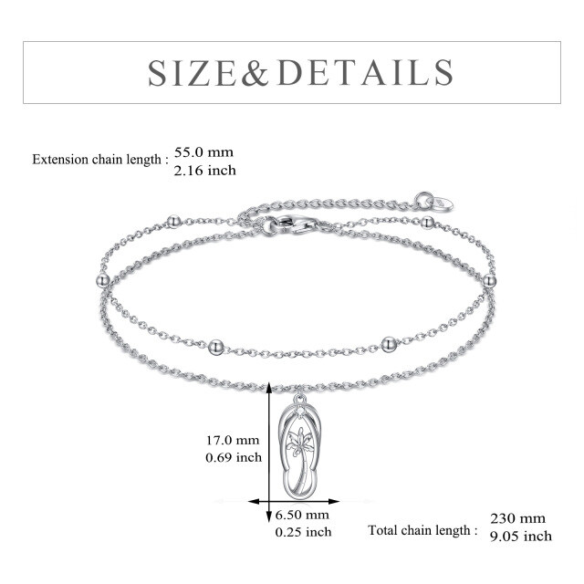 Sterling Silver Cubic Zirconia Flip-flop Layerered Bracelet-5
