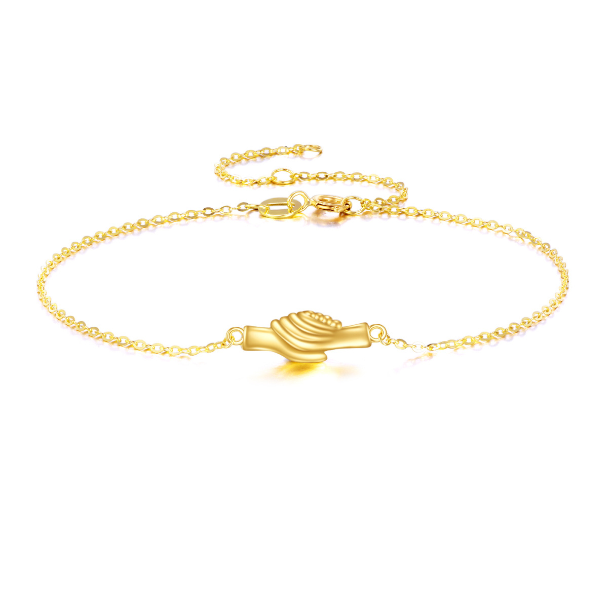 9K Yellow Gold Plated Hold Hands Pendant Bracelet-1
