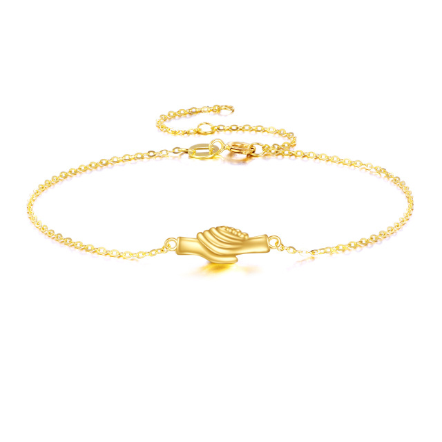 9K Yellow Gold Plated Hold Hands Pendant Bracelet-0