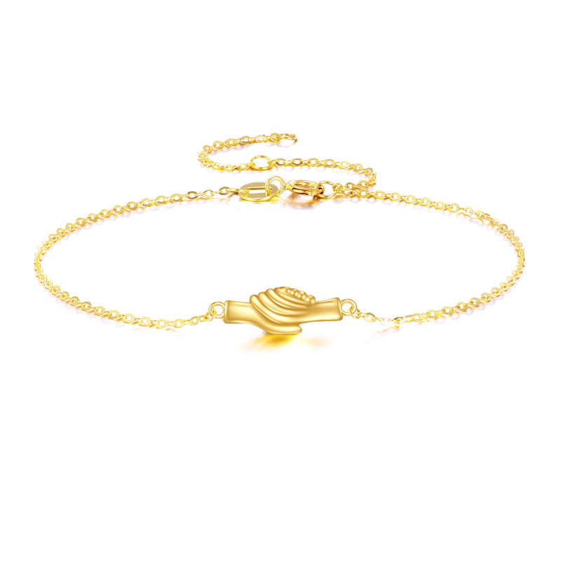 9K Yellow Gold Plated Hold Hands Pendant Bracelet
