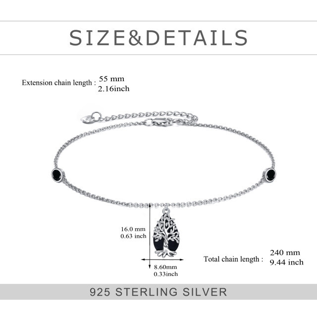 Sterling Silver Tourmaline Tree Of Life Pendant Bracelet-3