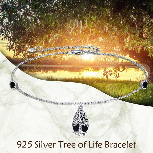 Sterling Silver Tourmaline Tree Of Life Pendant Bracelet-4