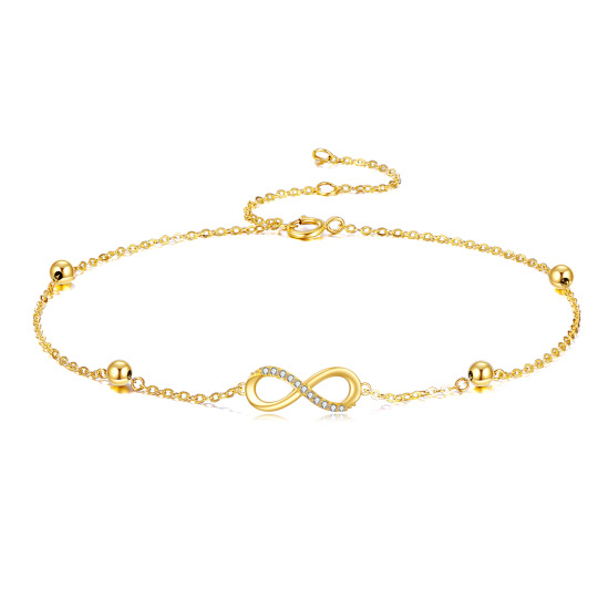 Bracciale con ciondolo simbolo infinito in zirconia cubica circolare in oro giallo 14K