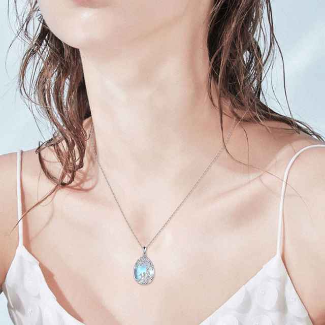 Plata de ley Moonstone Árbol de la Vida y Madre Collar Colgante-1